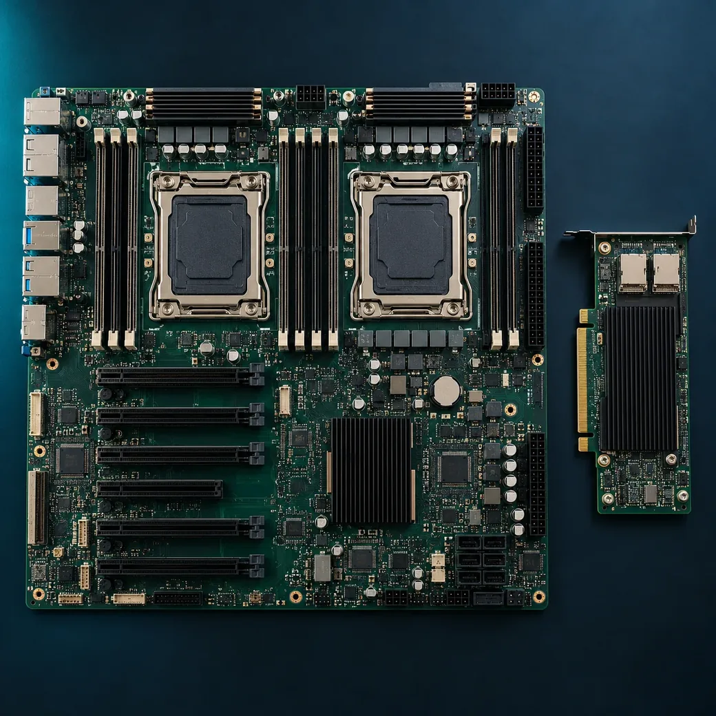 Illustration of motherboards and expansion components