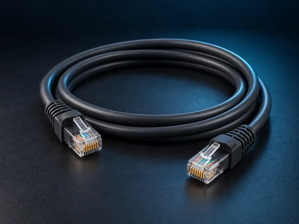RJ45 patch cable illustration; confirm the actual connectors